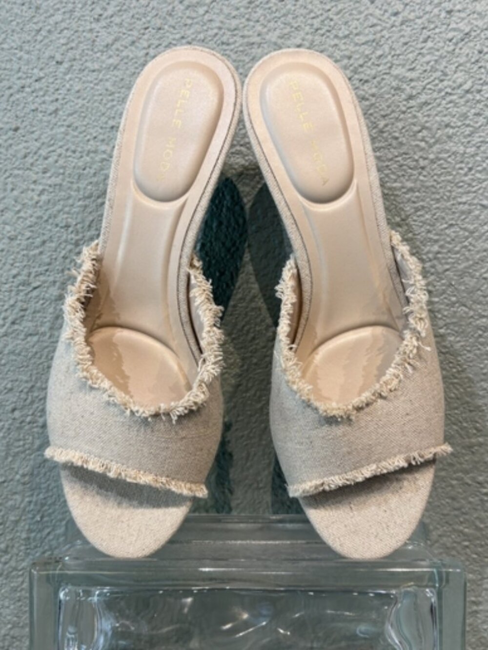 Pelle Moda Unia Natural Frayed Linen Heel - Picture 3 of 4